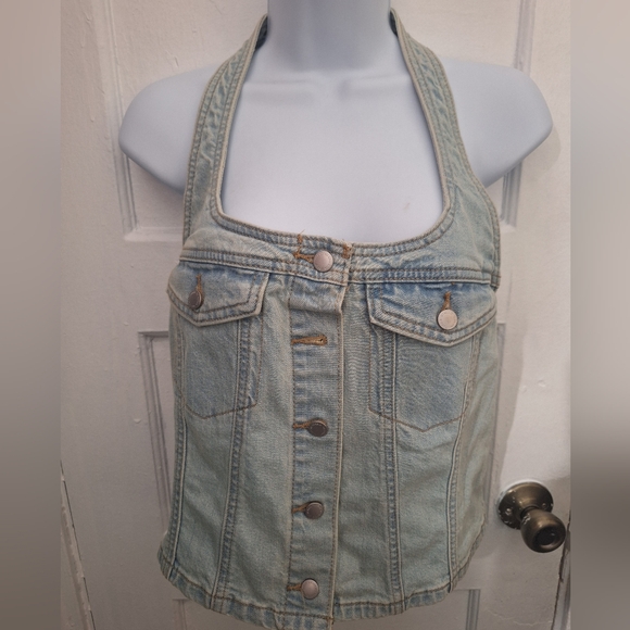 denim corset, with bags on the sides, size L and M, low back - Picture 1 of 10